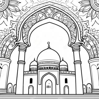 Page À Colorier De La Silhouette D'une Belle Mosquée 67715-53586