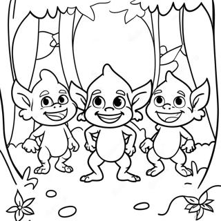 Whimsical Goblins In A Forest Coloring Page 67825-53670