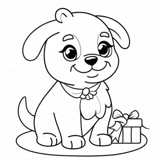 かわいいクリスマスの子犬 塗り絵ページ