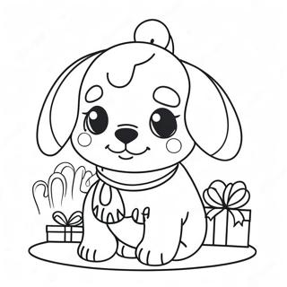 Cute Christmas Puppy Coloring Page 67964-53782