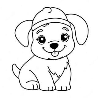 Adorable Christmas Puppy With Santa Hat Coloring Page 67965-53788