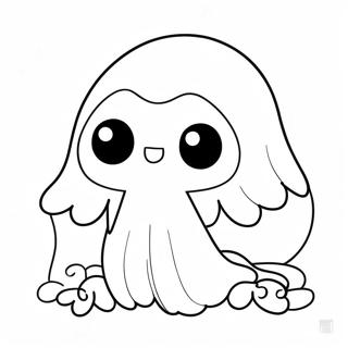 Adorable Kawaii Ghost With Big Eyes Coloring Page 68035-53854