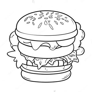 Funny Cat Burger Coloring Page 68065-53862