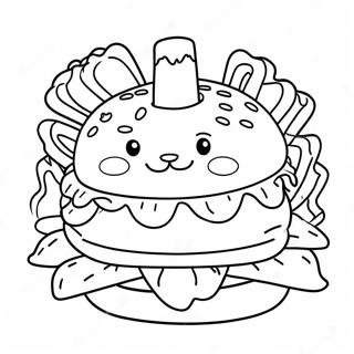 Funny Cat Burger Coloring Page 68065-53863