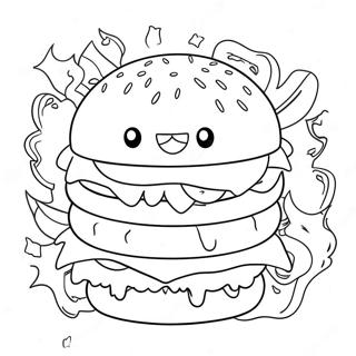 Funny Cat Burger Coloring Page 68065-53864