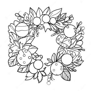 Festive Christmas Wreath Coloring Page 6811-5445