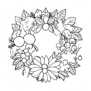 Festive Christmas Wreath Coloring Page 6811-5447