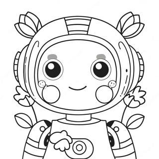 Cute Girl Robot With Flowers Coloring Page 68125-53921