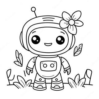 Cute Girl Robot With Flowers Coloring Page 68125-53923