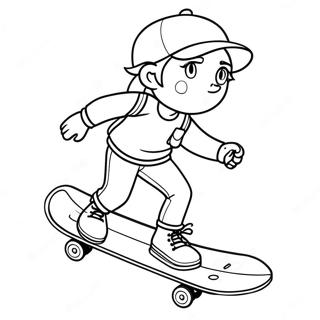 Tomboy Character With Skateboard Coloring Page 68134-53917