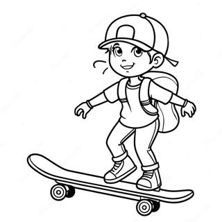 Tomboy Character With Skateboard Coloring Page 68134-53918