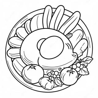 Colorful Thanksgiving Plate With Turkey And Sides Coloring Page 68225-53988