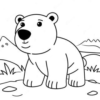 Cute Polar Bear In Snow Coloring Page 68305-54056