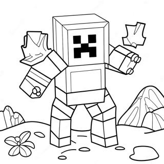 Page À Colorier Mignon Golem De Neige Minecraft 68325-54065