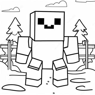 Page À Colorier Mignon Golem De Neige Minecraft 68325-54067