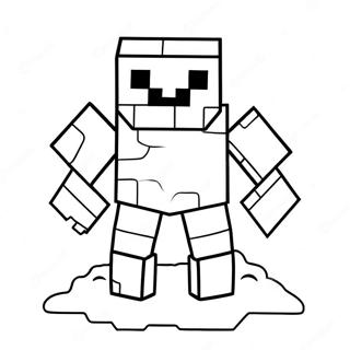 Page À Colorier Mignon Golem De Neige Minecraft 68325-54068