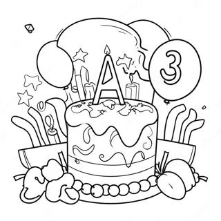 Happy 13th Birthday Celebration Coloring Page 68384-54114