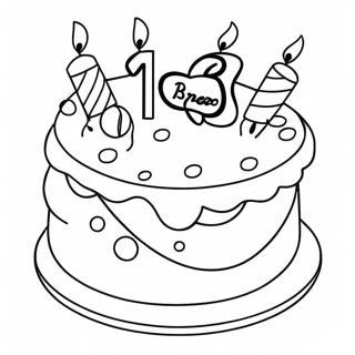 Colorful Happy 13th Birthday Cake Coloring Page 68385-54118