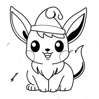 Página Para Colorear De Un Lindísimo Eevee Con Sombrero De Santa 68465-54185