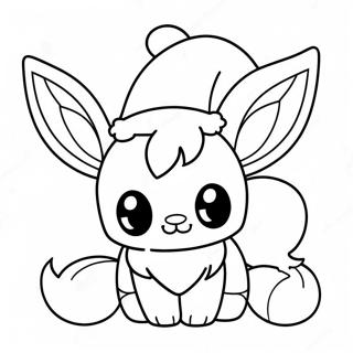 Página Para Colorear De Un Lindísimo Eevee Con Sombrero De Santa 68465-54186