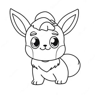 Página Para Colorear De Un Lindísimo Eevee Con Sombrero De Santa 68465-54187