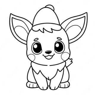 Página Para Colorear De Un Lindísimo Eevee Con Sombrero De Santa 68465-54188