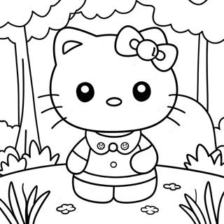 Cute Hello Kitty In A Forest Coloring Page 6851-5453