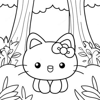 Cute Hello Kitty In A Forest Coloring Page 6851-5454