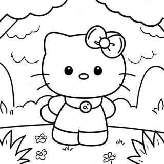 Cute Hello Kitty In A Forest Coloring Page 6851-5456