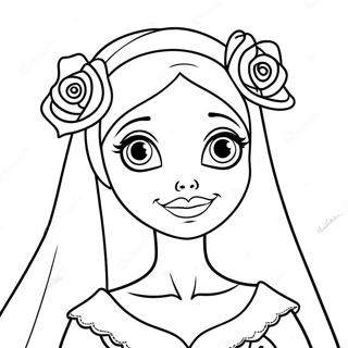 Corpse Bride With Flowers Coloring Page 6861-5465