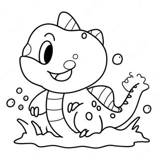 Cute Totodile Splashing In Water Coloring Page 68905-54541