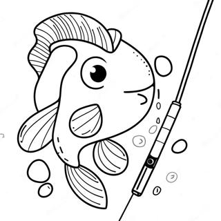 Cute Fishing Pole With Fish Coloring Page 68965-54589