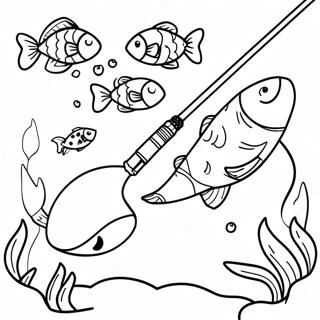 Cute Fishing Pole With Fish Coloring Page 68965-54591