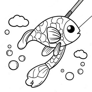 Cute Fishing Pole With Fish Coloring Page 68965-54592