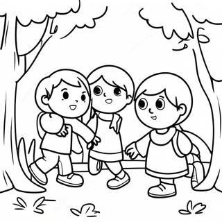 Playful Kids Playing Hide And Seek Coloring Page 69145-54725