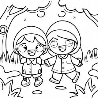 Playful Kids Playing Hide And Seek Coloring Page 69145-54726