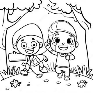 Playful Kids Playing Hide And Seek Coloring Page 69145-54727