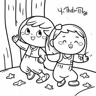 Playful Kids Playing Hide And Seek Coloring Page 69145-54728