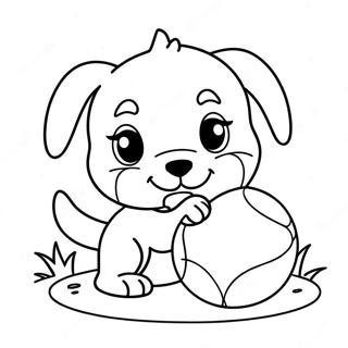 Adorable Puppy Playing With Ball Coloring Page 69585-55072