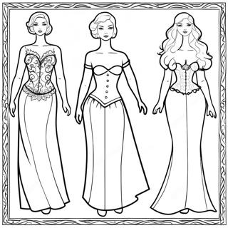 Elegant Paper Doll Template Coloring Page 69595-55089