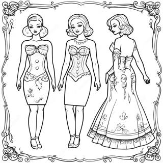 Elegant Paper Doll Template Coloring Page 69595-55090