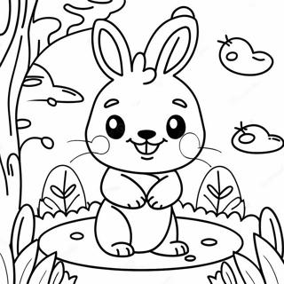 Happy Baby Bunny In The Garden Coloring Page 69915-55340