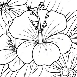 Tropical Hibiscus Coloring Page 6991-5572