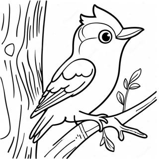 Colorful Woodpecker In A Tree Coloring Page 69945-55362