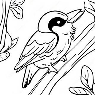 Colorful Woodpecker In A Tree Coloring Page 69945-55363