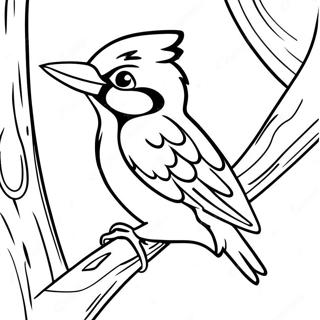 Colorful Woodpecker In A Tree Coloring Page 69945-55364