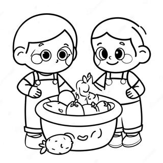 Cheerful Kids Collecting Food Coloring Page 69985-55394