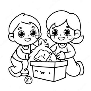 Cheerful Kids Collecting Food Coloring Page 69985-55395