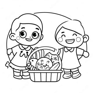 Cheerful Kids Collecting Food Coloring Page 69985-55396