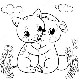 Page À Colorier D'animaux Mignons Qui S'enlacent 69994-55399